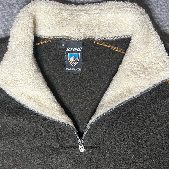 Kuhl Sweater Jacket Mens M Brown 1/4 Zip Alpaca Fleece Pullover Hike Outdoors - Picture 2 of 10
